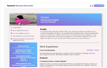 Dynamic Resume Generator